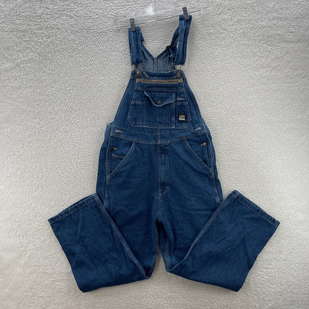Berne Overalls Mens 34x27* Blue Denim Bibs Work Farm Outdoor Workwear Ranch